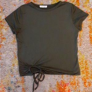 Forest green tie detail top